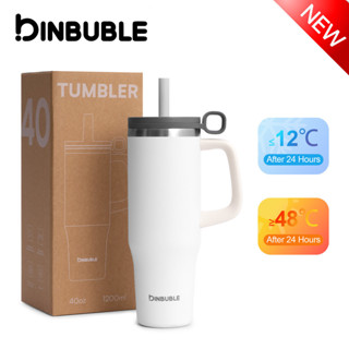  BinBuble Bình nước giữ nhiệt có ống hút  ly giữ nhiệt lớp lót bằng thép không gỉ màu trơn thích hợp sử dụng trên ô tô dung tích lớn1200ml 