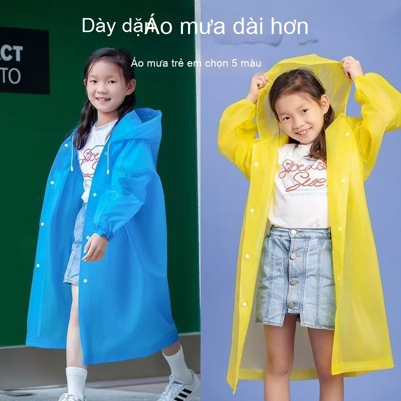 Áo mưa trẻ em dày dặn áo mưa học sinh tiểu học dày dặn trong suốt chống mưa toàn thân mẫu dài bé trai bé gái áo mưa dùng