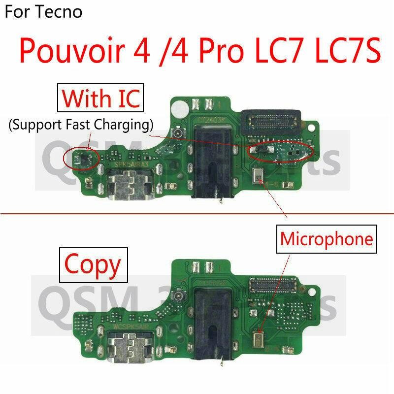 Dành Cho Tecno Pouvoir 4 Pro LC7 LC7S Cổng Sạc USB Ban Dock Cắm Ổ Cắm Có Micro Tai Nghe Jack Kết Nối