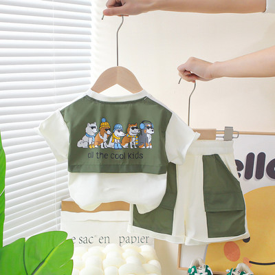 Set Đồ Bộ Áo Thun Tay Ngắn Thể Thao Họa Tiết Quần Túi Bé Trai 1-5 Tuổi MINTSCLOSET Quảng Châu TN3633