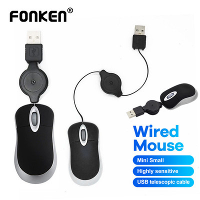 Chuột có dây USB Fonken Chuột có thể thu vào Quang học 1200 DPI Máy tính văn phòng Chuột cho PC Laptop