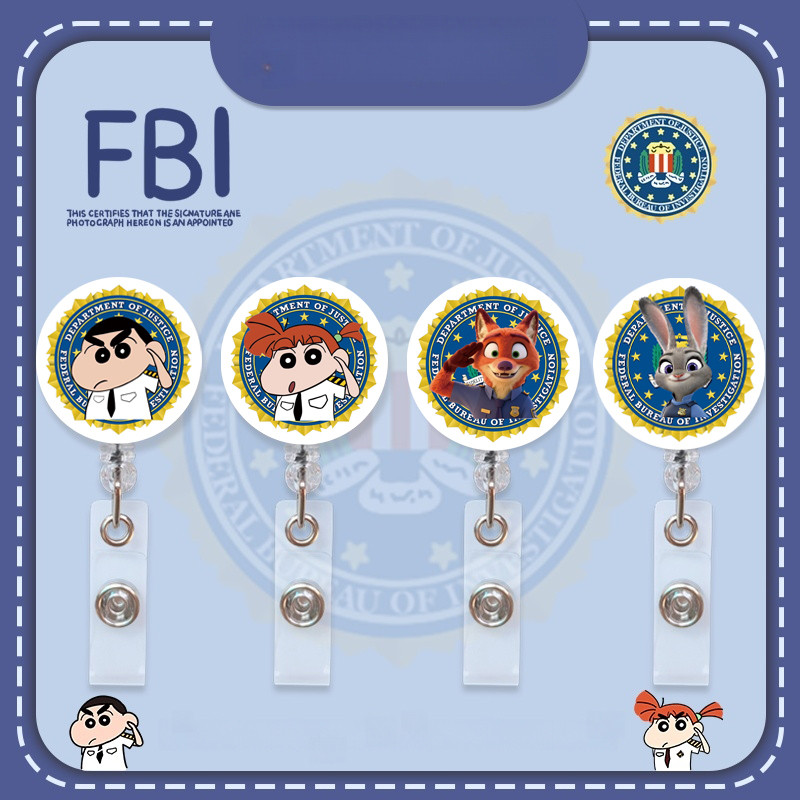 Hoạt Hình FBI Dễ Thương Có Thể Thu Vào Huy Hiệu Giá Đỡ Y Tá Thẻ Tên Bác Sĩ ID Huy Hiệu Thẻ Làm Việc 