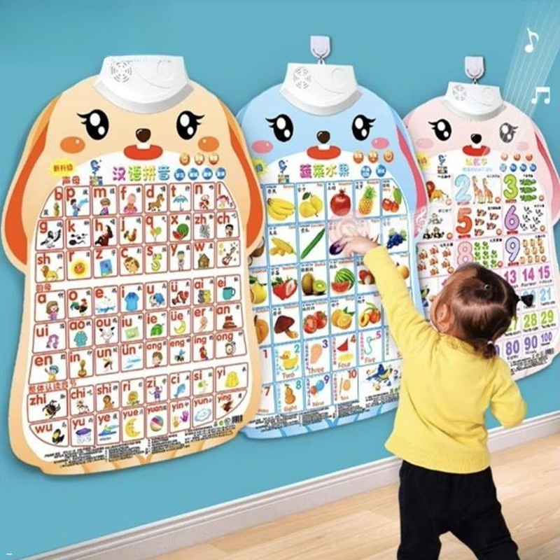 Trẻ em Học tập Biểu đồ treo tường Học song ngữ Tiếng Anh Tiếng Trung cho bé Trẻ em ABC Poster Giáo d