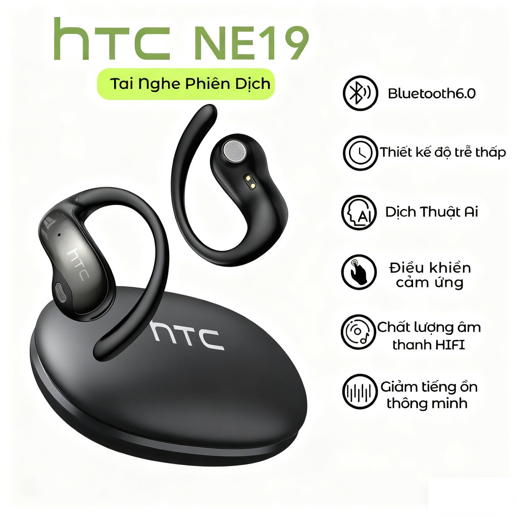 HTC NE19 AI tai nghe dịch thuật V5.4 Tai Nghe Bluetooth HIFI Gọi Chống Ồn Tai Nghe Không Dây Chống Ồ