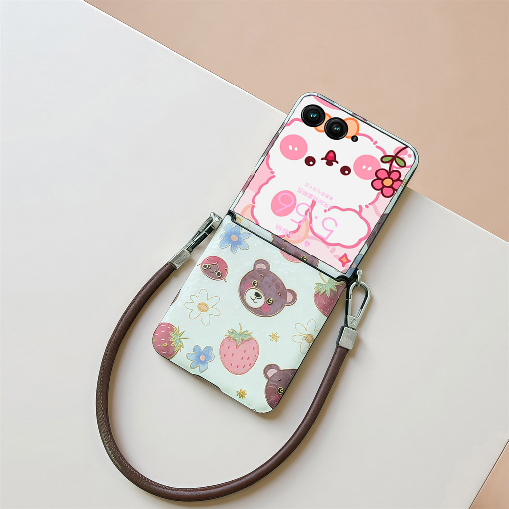 Phim Hoạt Hình Gấu Dâu Trắng Ốp lưng Da Cho Motorola Razr 60 Ultra Razr 60 Razr 50 Ultra Razr 50 Ult