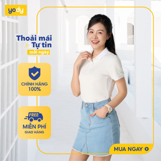   Áo polo đôi nam nữ YODY PONTE ROMA siêu nhẹ dệt lỗ nhỏ giúp thoáng khí WAPO25S173 + MAPO25S174