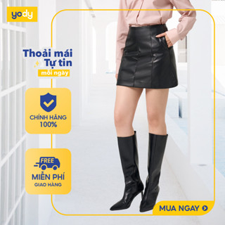  [SALE ĐG] Chân váy da nữ YODY dáng chữ A 8 mảnh CVN7175