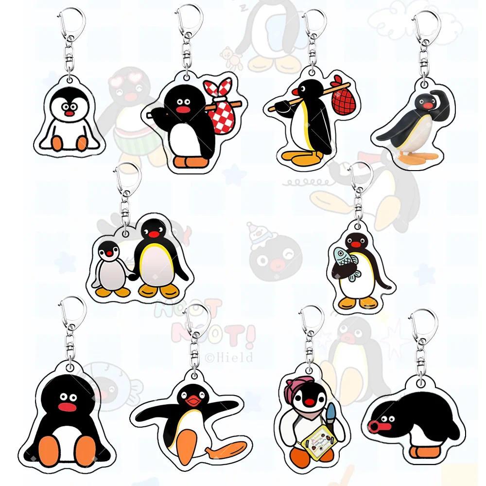penguin Pingu 6CM Acrylic Stand keychain kawaii Anime Figure key Penguin Bag  Fashion   mica