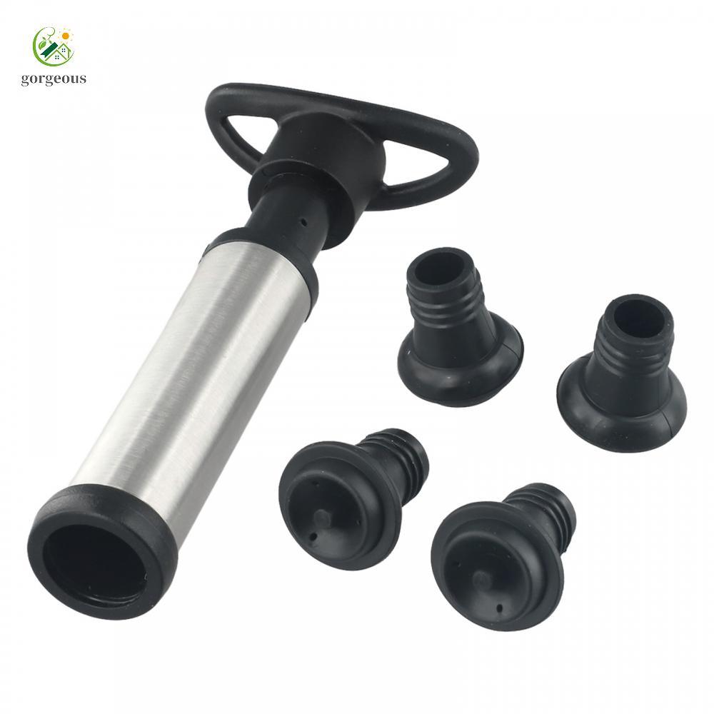 [FUXIN]Vacuum Pump Black-silver Saver Pump Vacu Vin Wine Replacement Bottle Stoppers