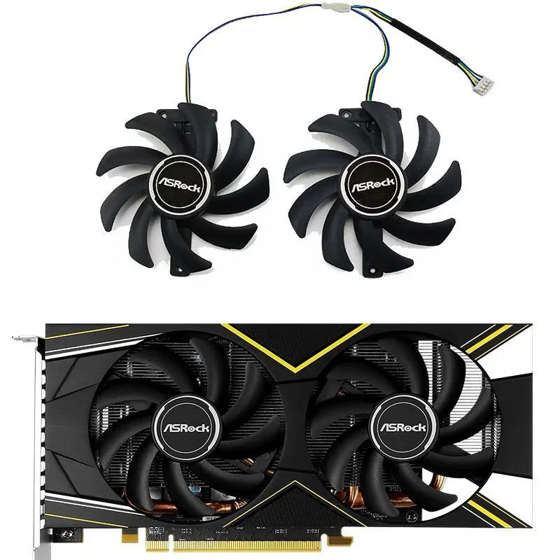 * PVA080E12R DC 12V 0.5A RX5500XT GPU Cooler Cho ASRock RX 570 590 5500XT 5600XT Quạt Làm Mát Đồ Họa
