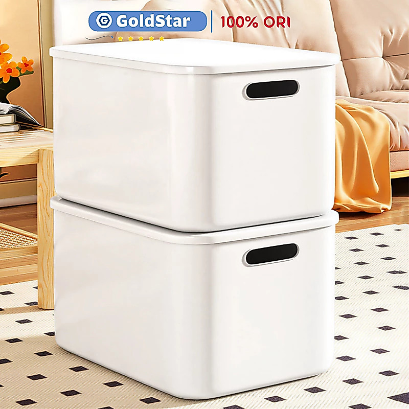 GOLDSTAR Hộp Nhựa Đựng Đồ Có Nắp Màu Trắng Hộp đựng đồ Có nắp nhựa Nhiều màu sắc và kích cỡ