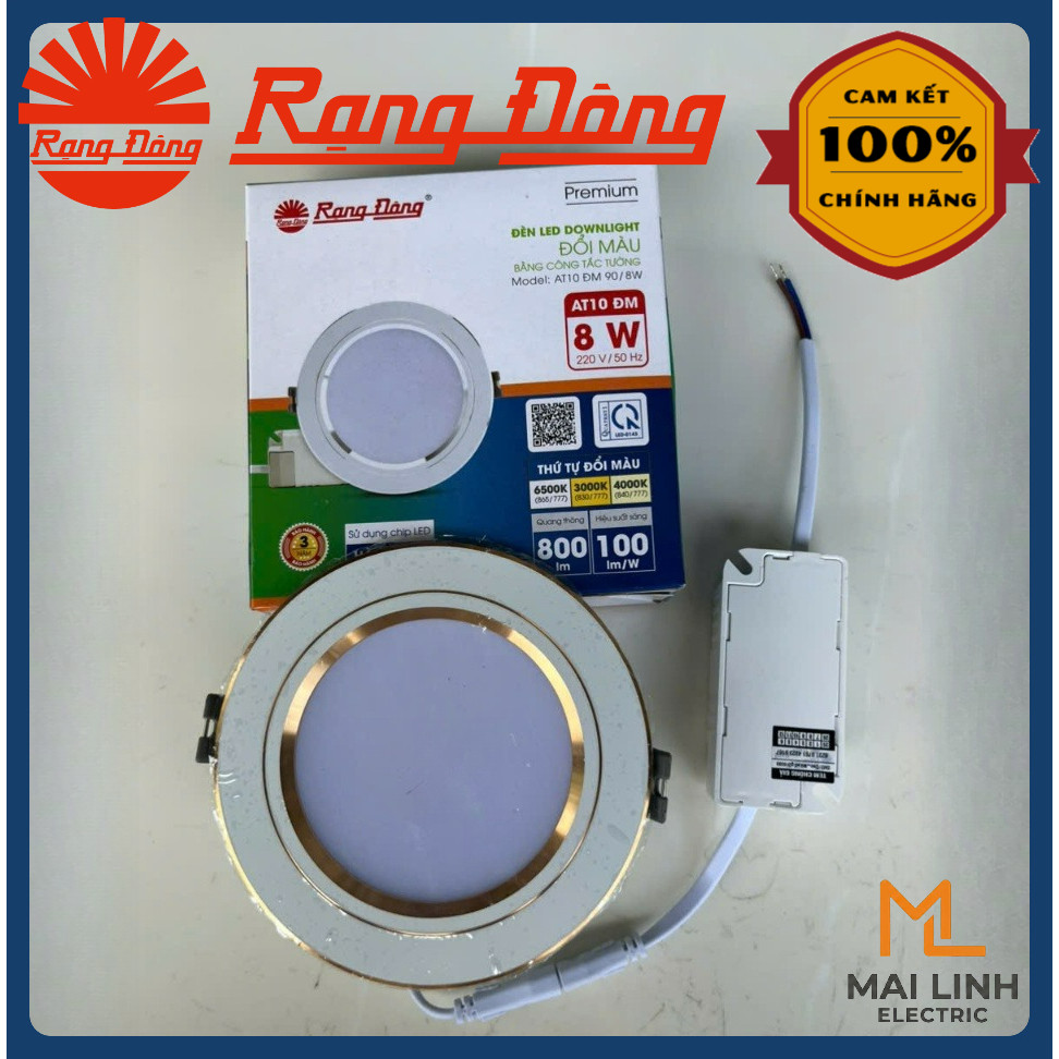 (Rạng Đông) Đèn Led Downlight âm trần Đổi Màu (Đế Nhôm)  AT10 - 8W 10W 12W - Đèn led âm trần viền bạ