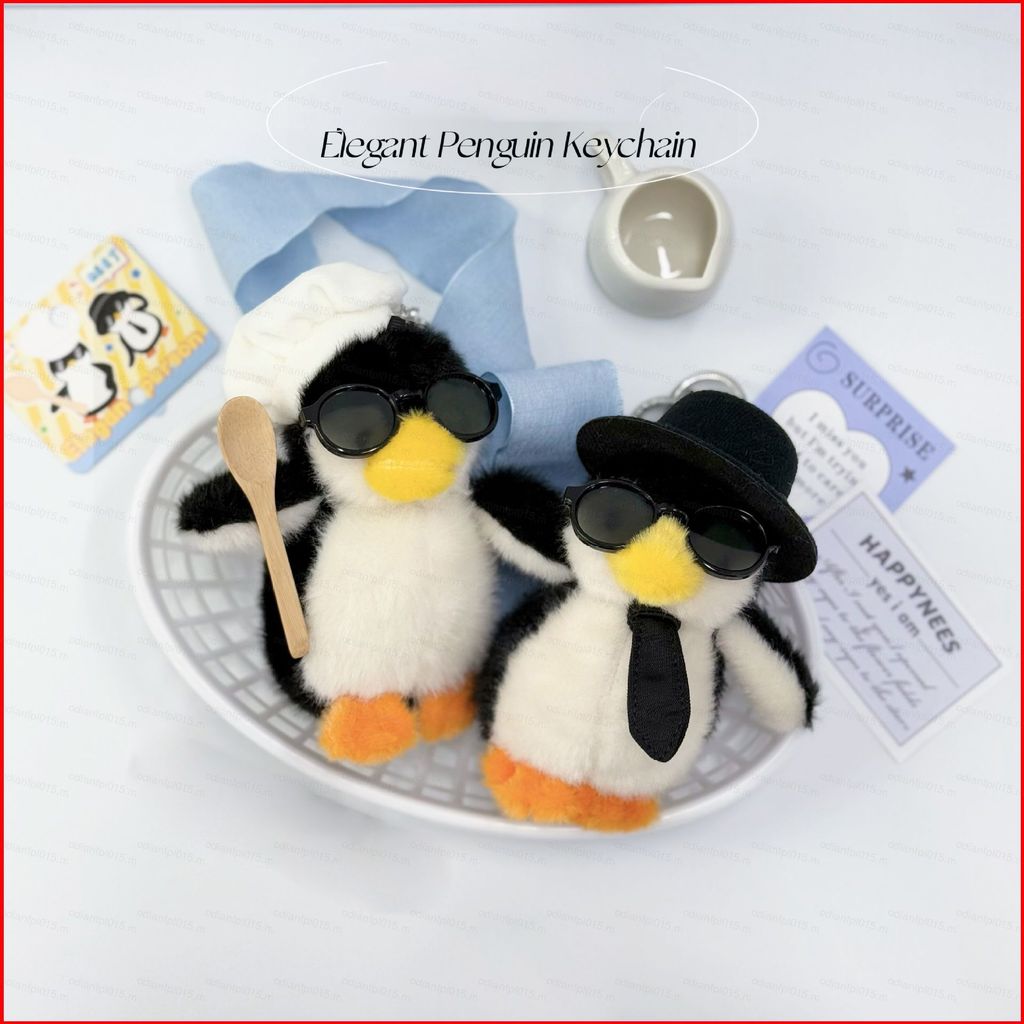 PF Elegant Gentleman Penguin Plushie Móc khóa Túi búp bê Cotton sang trọng dễ thương quyến rũ