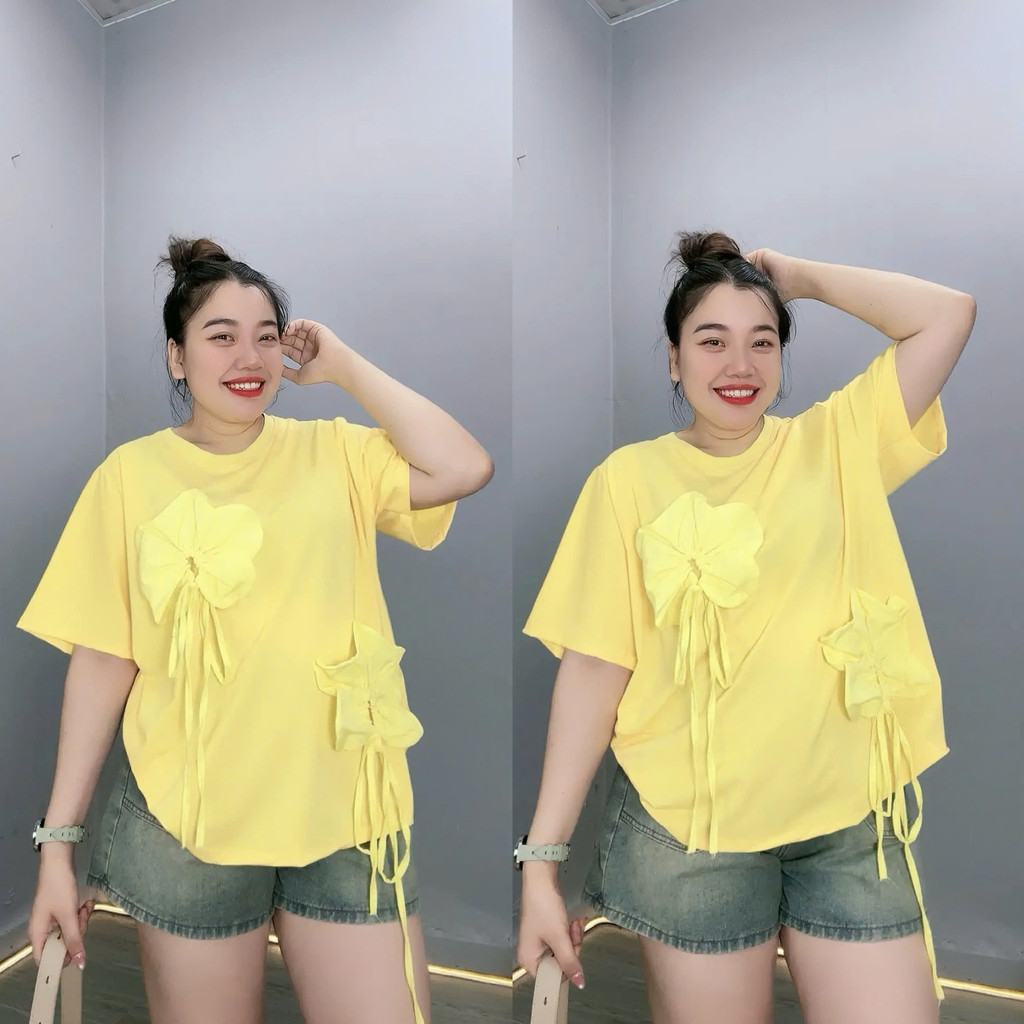 Áo Thun Bigsize Nữ Basic Cổ Tròn Phối Nơ Hoa Dễ Thương – Form Rộng  BIG SIZE CÔ NHỎ  A292 | BigBuy360 - bigbuy360.vn