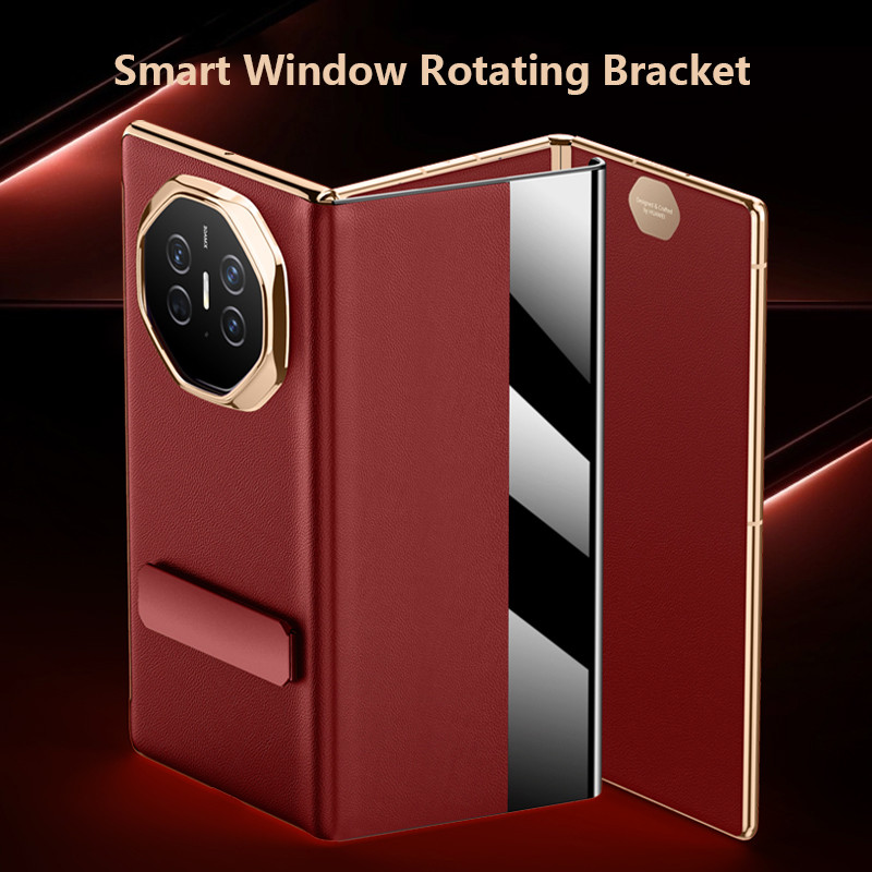 Smart View Window Leather Case Cho Huawei Mate XTs Ultimate Huawei Mate XT Ultimate 5G Mạ Xoay Chân 