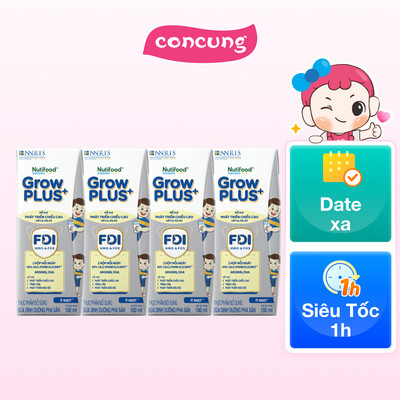 Thùng Sữa GrowPLUS+ (Bạc) 180ml, 12 lốc (1 thùng 12 lốc hoặc 2 thùng 6 lốc)