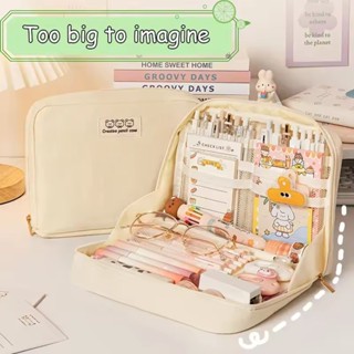  Hộp Bút Canvas Dễ Thương Dung Tích Lớn Mở 90° Túi Đựng Bút Hàn Quốc Hộp Bút Vải Cỡ Lớn Cho Học Sinh Nữ Văn Phòng Phẩm 