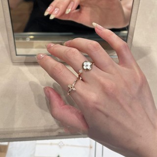 Nhẫn hoa đính đá hợp kim, dễ điều chỉnh, dành cho nữ