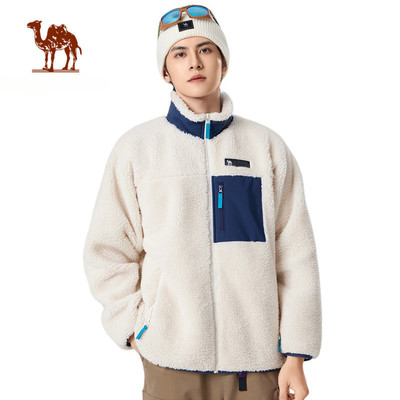 CAMEL CROWN  Áo khoác lông cừu nam mùa đông Plus nhung dày Áo khoác lông cừu ấm áp thông thường