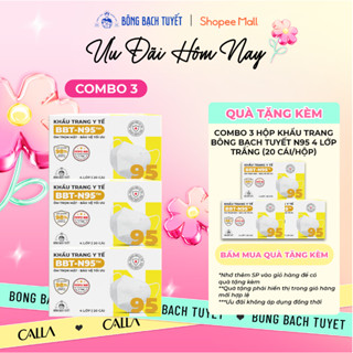 [HSD: 2027] Combo 3 Hộp Khẩu Trang Bông Bạch Tuyết N95 - Trắng (20 cái/hộp)