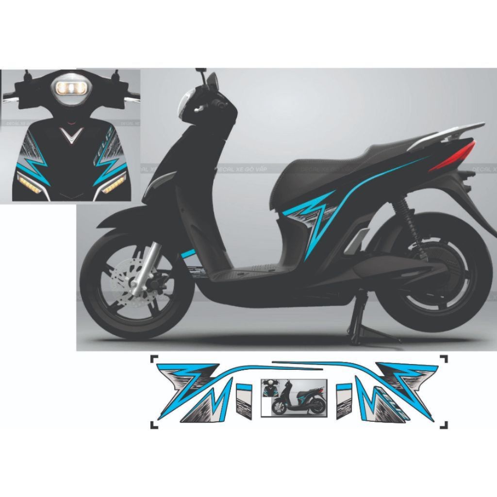 TEM DÁN XE FELIZ S - FELIZ NEO  MẪU TEM CHỈ sấm sét xanh nổi bật