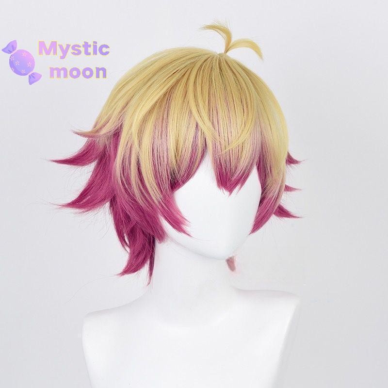 Tóc giả cosplay Manmei Anime Blue Lock Alexis Ness, 30cm màu vàng hồng, tổng hợp chịu nhiệt