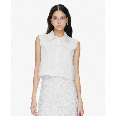 GIGI - Áo sơ mi croptop cổ bẻ sát nách hiện đại_G1603O251606-00