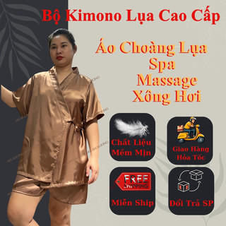 Áo Choàng Lụa Spa Massage – Áo Choàng Kimono Nhật Bản Ngắn Gọn,size 40kg-90kg-Lụa Cao Cấp Cho Resort