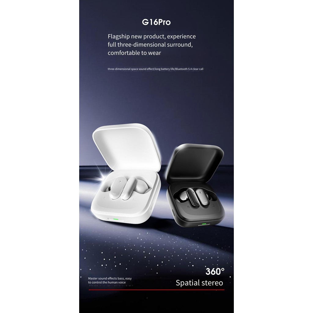 2025 Tai Nghe Bluetooth Mới Trong Tai V5.4 Tuổi Thọ Pin Siêu Dài AI Dịch Tai Nghe G16