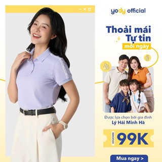 Áo polo nữ Yody phối dây dệt vai Waffle Chạm Mát Lạnh Cho Hè Thoải Mái WAPO25S009