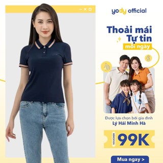 Áo polo nữ Yody phối cổ dệt Airy Cool mát lạnh mùa hè năng động thấm hút mồ hôi APN7279