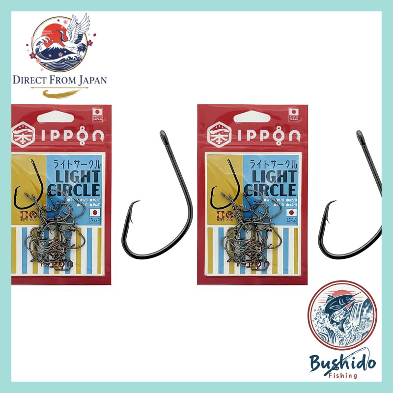 IPPON Light Circle Hook Black Coat - Size #1, 20pcs (Mutsu Hook for Live Baiting and Eging) - Made i
