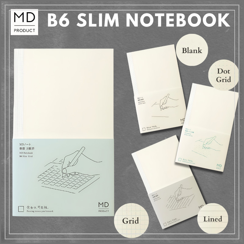 MIDORI MD Notebook MD paper B6 Slim GRID/ LINE/ BLANK/ DOT MD PRODUCT DESIGNPHIL, Journal Japan