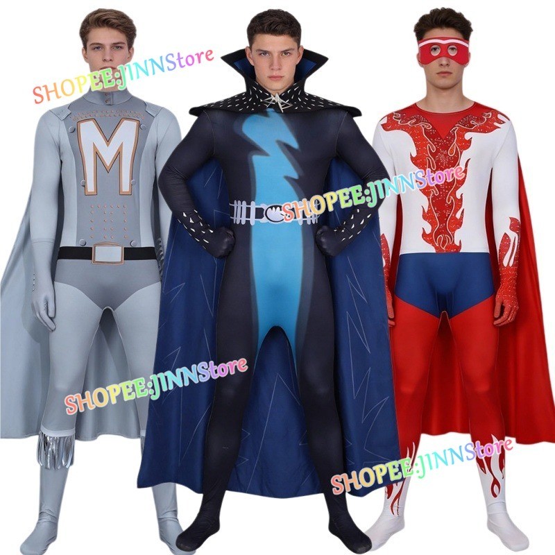 -JINN-MEGAMIND METRO MAN TIGHTEN Trang Phục Hóa Trang Áo liền quần Mũi Siêu Anh Hùng Trang Phục Hall