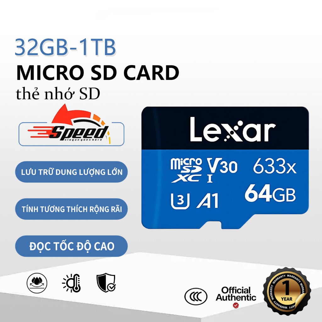 Thẻ nhớ Lexar A1 100MB BLUE | Thẻ Nhớ Cho Camera, Flycam, Điện Thoại | Chính Hãn