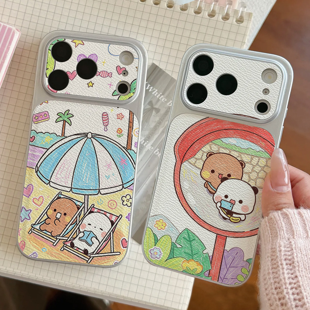 Ốp điện thoại hoạt hình kỳ nghỉ cho iPhone 17 / 16 / Pro Max / 15Plus / 14 / 13 / 12 / 11 / Kết cấu 