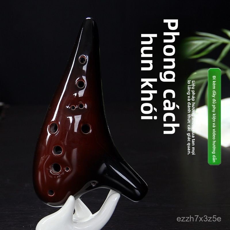 Kèn Ocarina 12 lỗ tone AC bằng gốm cao cấp nhạc cụ thổi hơi tự học tại nhà cho nam nữ học viên mới c