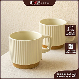 Cốc vân sọc phong cách hiện đại có quai 240ml 7,7cm