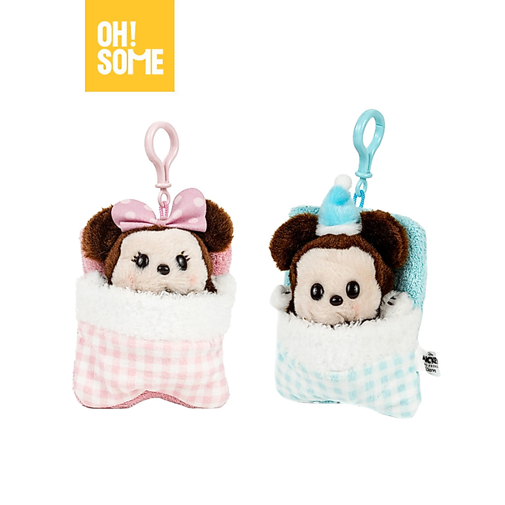 【OHSOME x Disney】- Móc khóa keychain Mickey & Minnie say ngủ mềm mại dễ thương treo balo túi xách