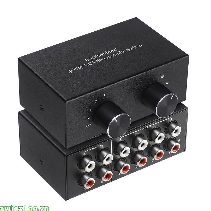 Zwinz1aa Công tắc âm thanh nổi RCA 2 trong 4 ra hoặc Bộ chuyển đổi kênh âm thanh 4 trong 2 ra R L