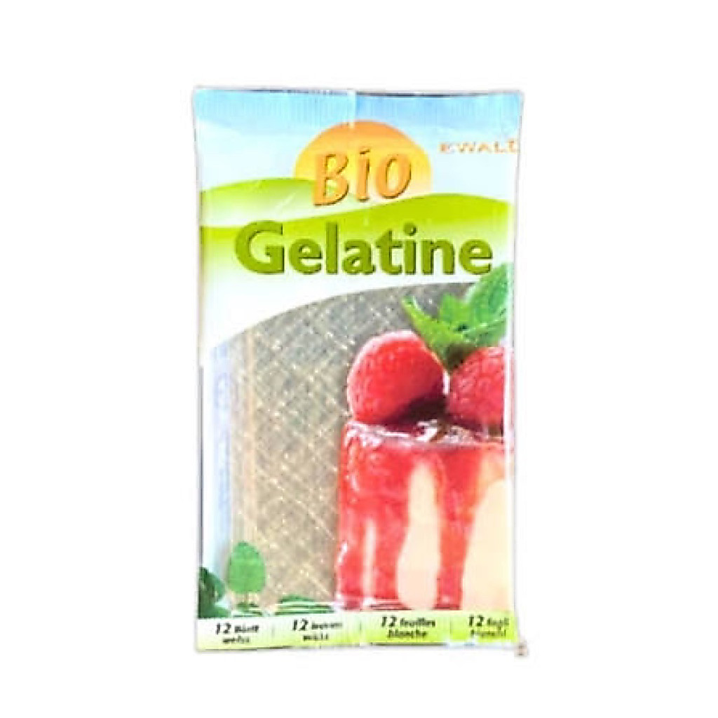 Gelatine Hữu Cơ Ewald Đức 20g (12 Lá) - Gelatin Làm Pudding, Panna Cotta, Kẹo Dẻo, Rau Câu Cho Bé