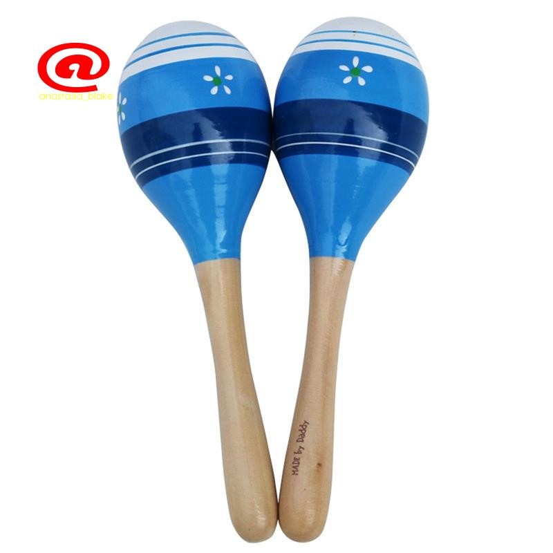 Lục lạc gõ tay Maracas, Nhạc cụ lắc Rumba bằng gỗ dành cho trẻ em Người lớn, Bộ 2, Xanh lam Dễ dàng 