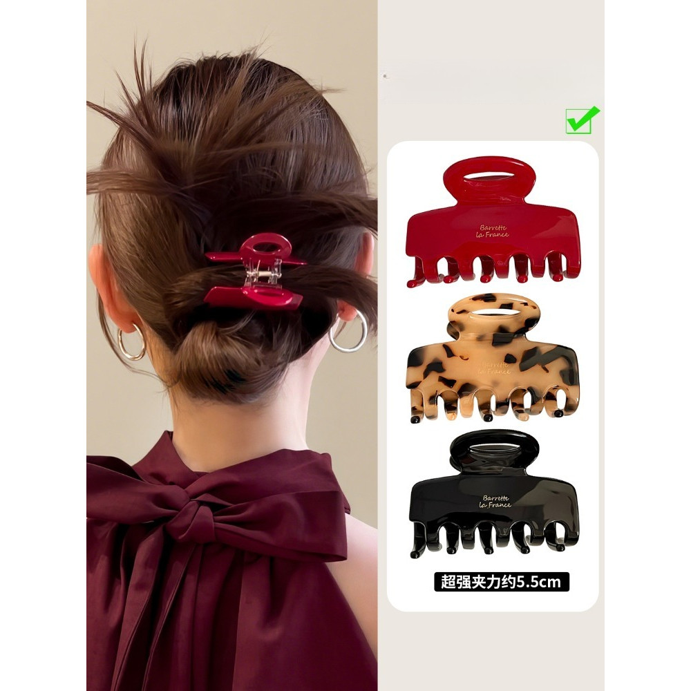 Red Acetate Grab Kẹp Tóc Nữ Tập Tóc Nhỏ Cá Mập Kẹp