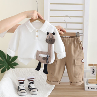  Mùa Xuân Thu Quần Áo Trẻ Em Bé Trai Bé Gái Hoạt Hình Lớn Hươu Cao Cổ Dài Tay Áo Quần 2 Cái   bộ Trẻ Em Áo Khoác Phù Hợp Với 1 2 3 4 5 Tuổi 