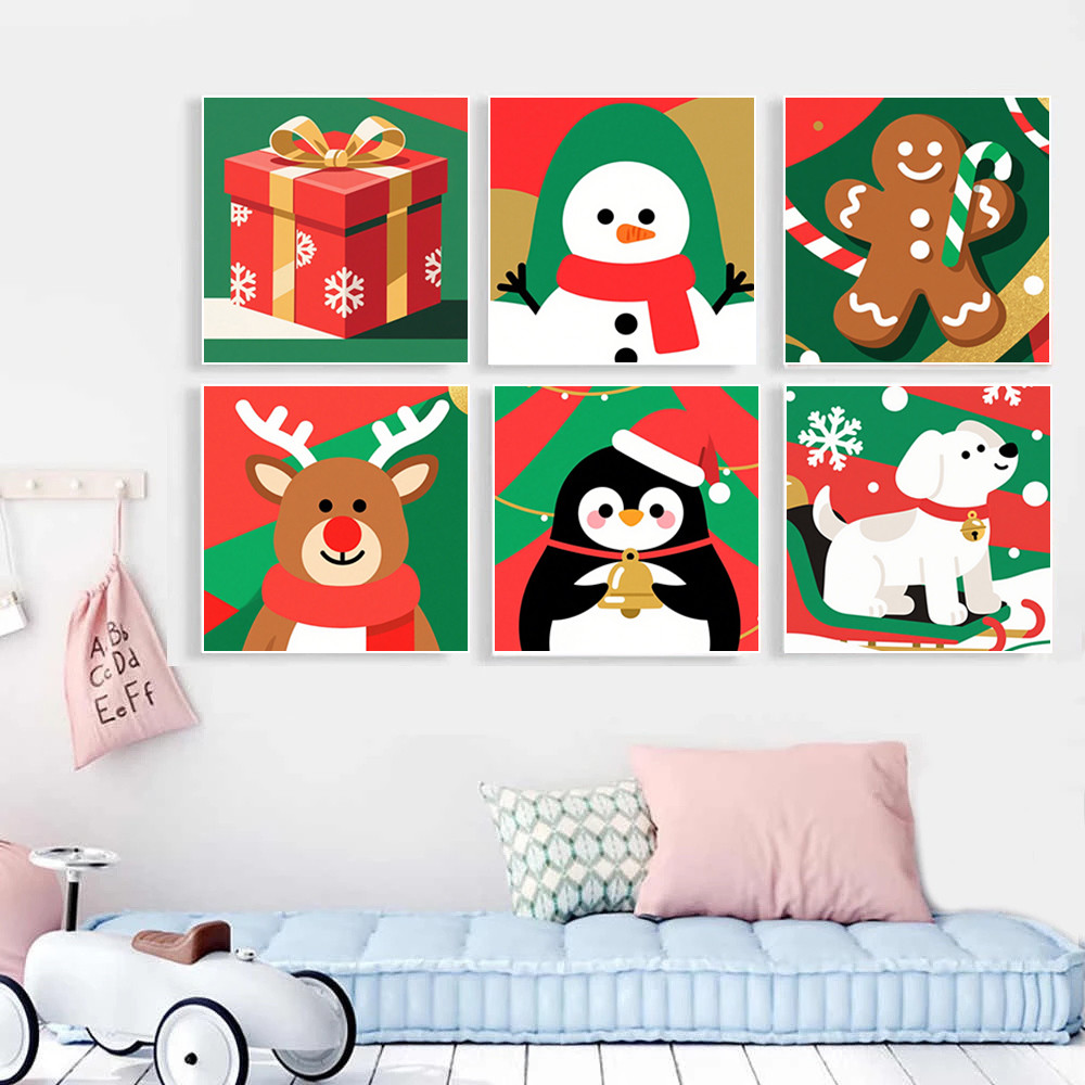 ACANDYL DIY Festive Mini Paint by Numbers 6 ‐ in ‐ 1 Mini Paint ‐ by ‐ Numbers Kit 15 × 15 cm — Thiế