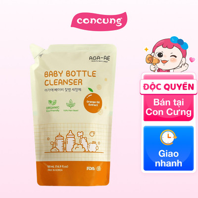 Nước rửa bình sữa AGA-AE hương cam- Túi 500ml