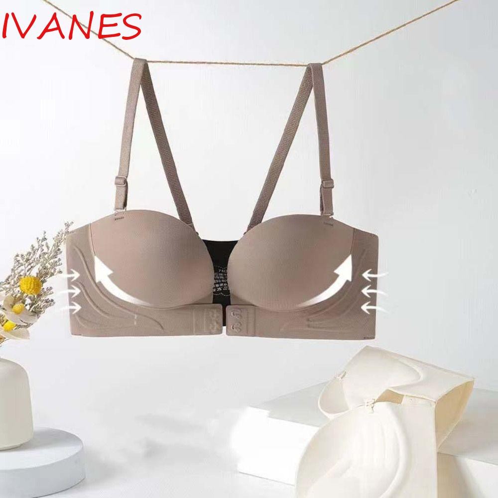 IVANES Áo Ngực Push-Up có nút trước, dây đeo vai tháo rời, đàn hồi liền mạch - Đồ lót nữ thời trang