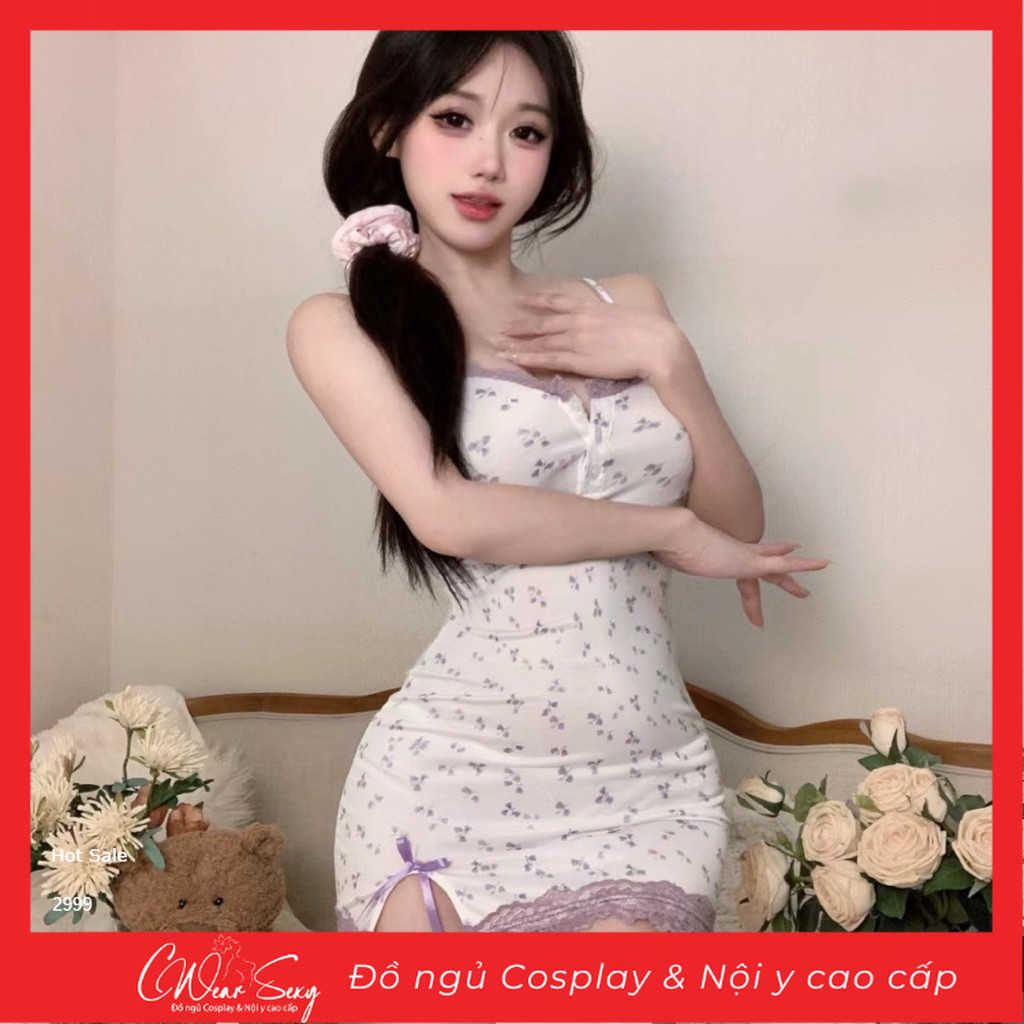 𝐂𝐖𝐄𝐀𝐑.𝐒𝐄𝐗𝐘 Bộ Đồ Ngủ Sexy Màu Tím Hoa Váy Ngủ Ren Thiếu Nữ Thuần Khiết 92907 | BigBuy360 - bigbuy360.vn