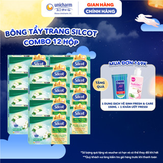 Combo 12 hộp bông tẩy trang Silcot Premium 66 miếng/hộp