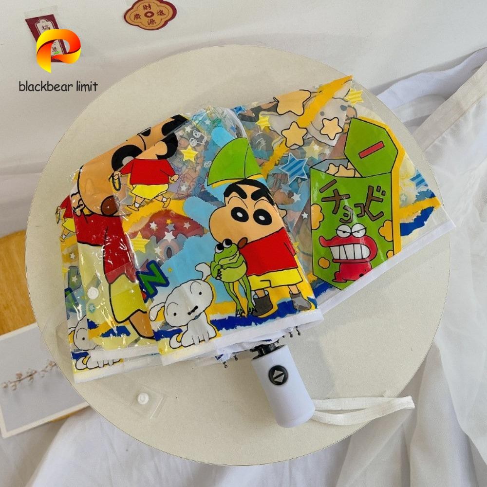 BLACKBEAR LIMIT Crayon Shin chan Ô tự động, Ô che nắng gấp in hình chú chó trong suốt Shin chan, Tấm